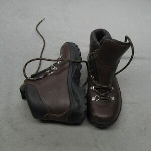 Alico  Womens 7 Hiking Boots Brown Leather Vibram Sole Lace Up Trail Vtg Italy
